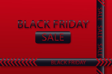 Black Friday banner and vector danger tapes. Sale price tag label