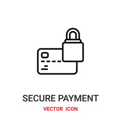 Secure payment vector icon. Modern, simple flat vector illustration for website or mobile app.Credit card icon with shield and padlock symbol, logo illustration. Pixel perfect vector graphics	
