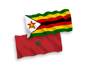 Flags of Zimbabwe and Morocco on a white background