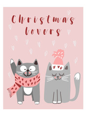 Obraz premium Christmas character cat in love