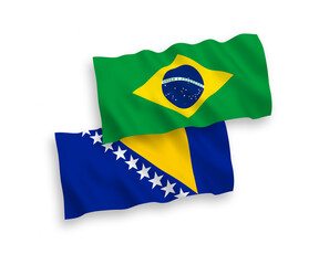 Flags of Brazil and Bosnia and Herzegovina on a white background