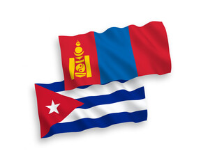 Flags of Mongolia and Cuba on a white background