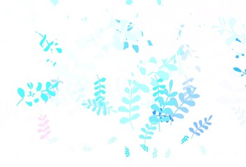 Light BLUE vector natural backdrop with leaves.