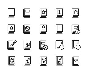 Simple Set Of Books Related Outline Icons. Elements For Mobile Concept And Web Apps. Thin Line Vector Icons For Website Design And Development, App Development. Premium Pack.