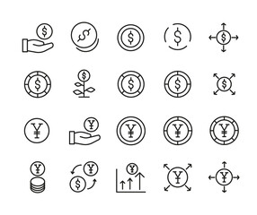 Simple Set Of Coin, Money Related Outline Icons. Elements For Mobile Concept And Web Apps. Thin Line Vector Icons For Website Design And Development, App Development. Premium Pack.