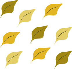 Vector pattern of the multi colored autumn leaves in pastel golden palette in minimalist style