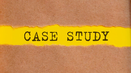 CASE STUDY message written under torn paper. Business, technology