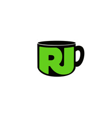 RJ Letters with Tea cup. monogram RJ