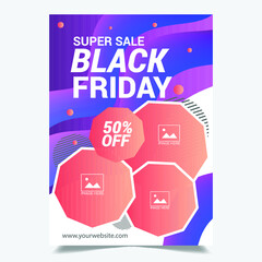 Fototapeta premium Black Friday Sale promotional flyer with liquid gradient