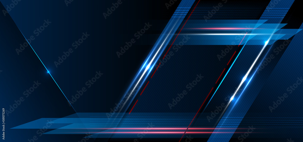 Poster abstract template geometric blue stripe lines background overlapping layers decor light effect with 