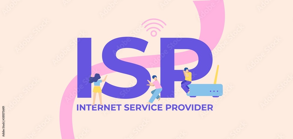 Poster ISR internet service provider. Business and marketing technologies and web software digital graphic scripts business monitoring interfaces poster of mobile vector applications.