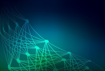 Dark Blue, Green vector backdrop with artificial intelligence data.