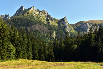 Fototapeta na wymiar Giewont legendarna góra w Polsce, Tatry Zachodnie jesień w Tatrzańskim Parku Narodowym, Tatry jesiennie
