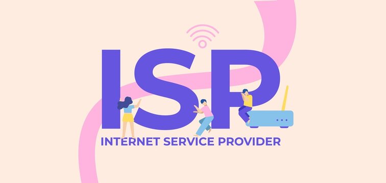 ISR internet service provider. Business and marketing technologies and web software digital graphic scripts business monitoring interfaces poster of mobile vector applications.