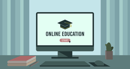 Online education vector - flat style illustration. EPS 10