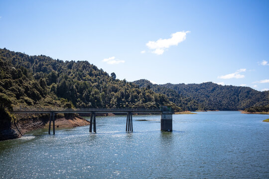 Wairoa Reservoir, Hunua Ranges, New Zealand On A Spring Day