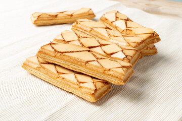 Sfogliatine glassate Italian puff pastry biscuits closeup