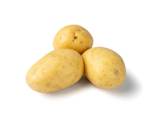 Raw Potatoes Pile Isolated on White Background