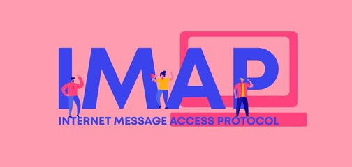 IMAP internet message access protocol. Web software digital graphic scripts and programming coding technologies and and business monitoring interfaces poster of mobile vector applications.