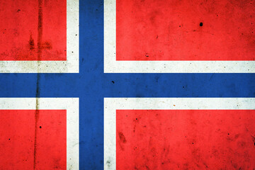 Fototapeta premium Norway flag on a concrete wall. Europe.