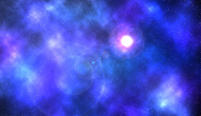 Space background. Cosmos science concept. Galaxy star astronomy blue