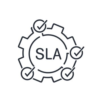SLA. Service Level Agreement . Vector line icon isolated on white background.