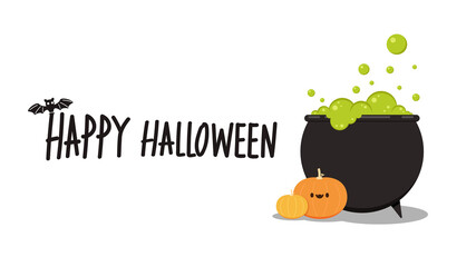Halloween poster design 2020. Happy  Halloween day wallpaper. Halloween pumpkin wearing a witch hat.