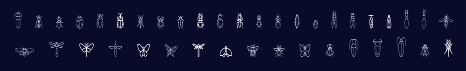 set of cicada cartoon icon design template with various models. vector illustration isolated on blue background