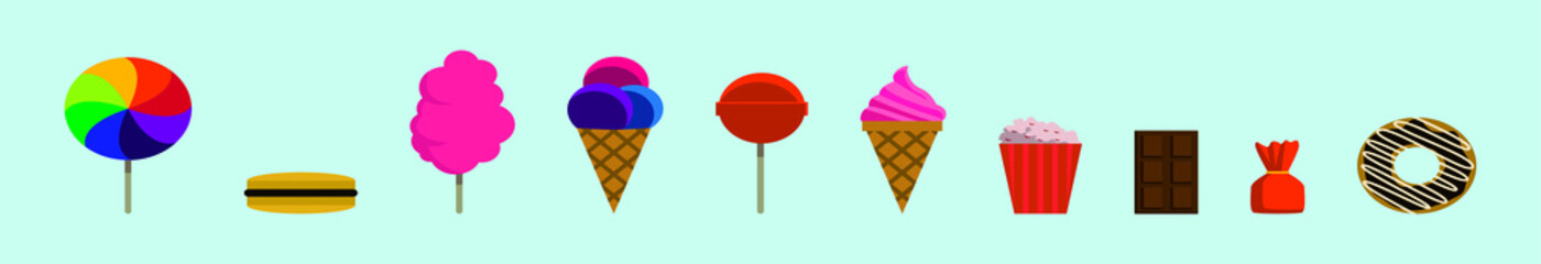 set of sweet foods icon design template with various models. vector illustration isolated on blue background