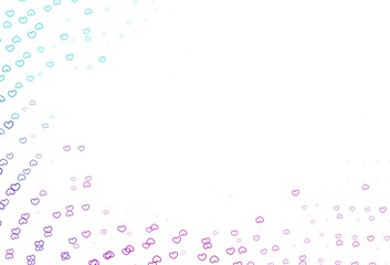 Light Pink, Blue vector pattern with colorful hearts.