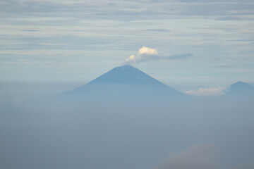 Agung volcano activity visible from Rinjani volcano
