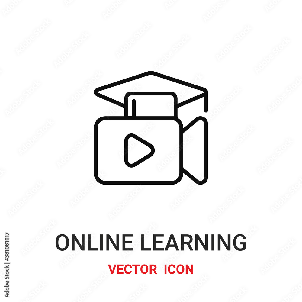 Poster online learning icon vector symbol. online learning symbol icon vector for your design. modern outli