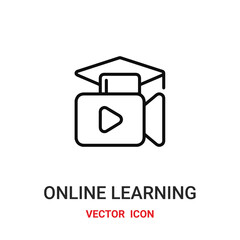 online learning icon vector symbol. online learning symbol icon vector for your design. Modern outline icon for your website and mobile app design.