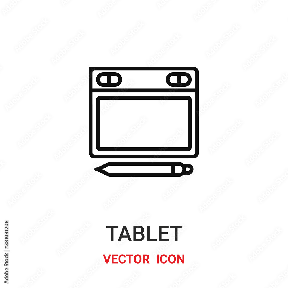 Poster tablet icon vector symbol. tablet symbol icon vector for your design. modern outline icon for your w
