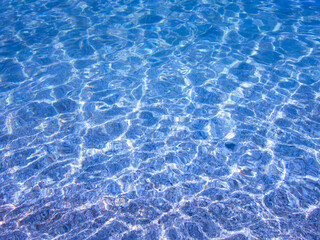 Transparent water, small waves.