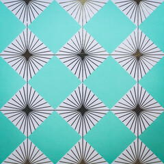 Motif carré sur fond bleu turquoise