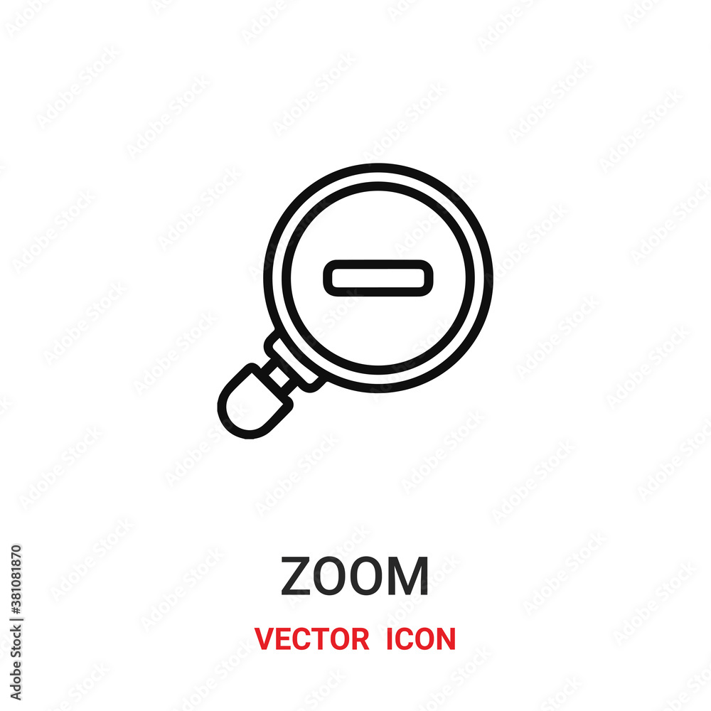 Poster zoom icon vector symbol. zoom out symbol icon vector for your design. modern outline icon for your w