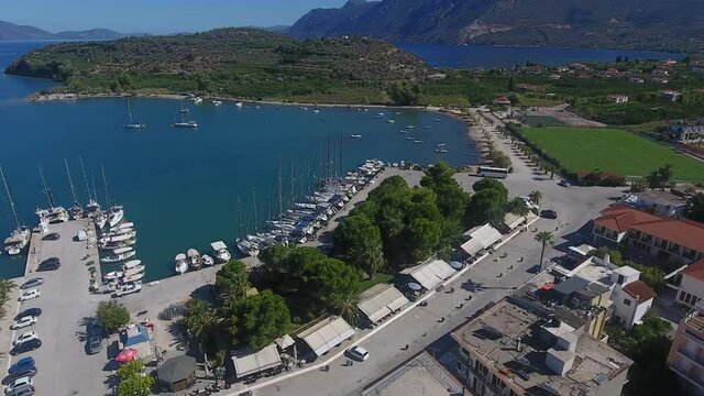 Aerial view of the marina of Palea Epidavros in Greece