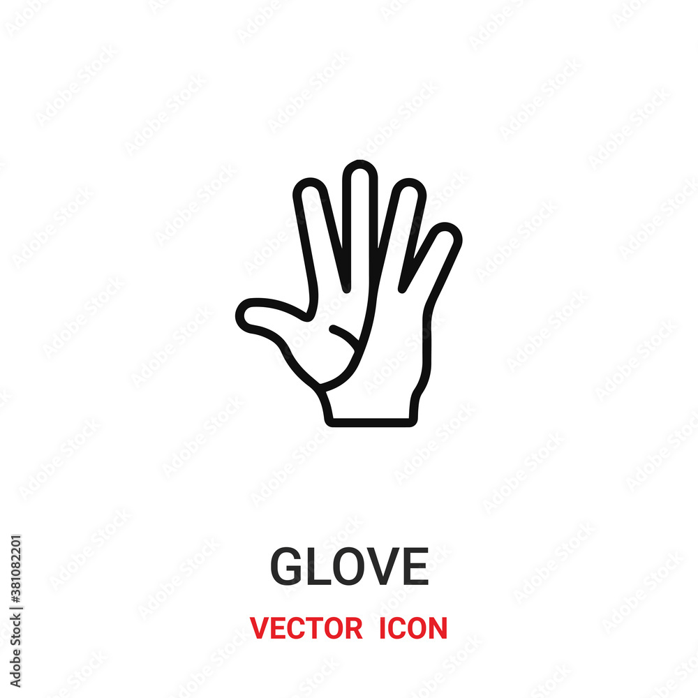 Poster glove icon vector symbol. finger glove symbol icon vector for your design. modern outline icon for y