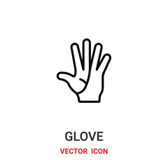 Fototapeta na wymiar glove icon vector symbol. finger glove symbol icon vector for your design. Modern outline icon for your website and mobile app design.