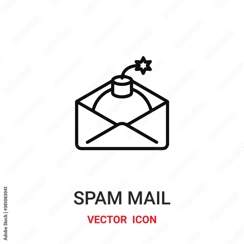 Poster spam mail icon vector symbol. spam mail symbol icon vector for your design. modern outline icon for 