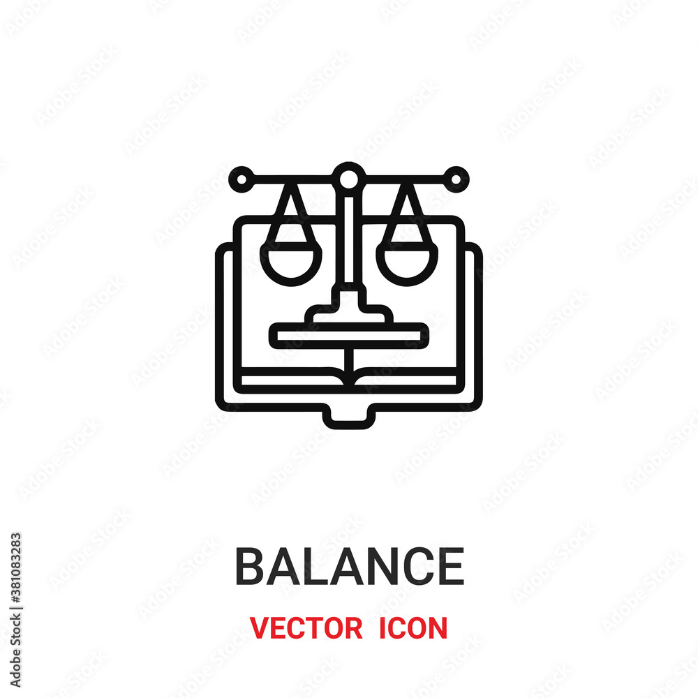 Poster balance icon vector symbol. scale symbol icon vector for your design. modern outline icon for your w