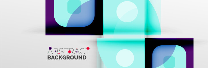 Bright color circles, abstract round shapes and triangles composition with shadow effects. Vector modern geometric design template