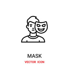 mask icon vector symbol. human mask symbol icon vector for your design. Modern outline icon for your website and mobile app design.