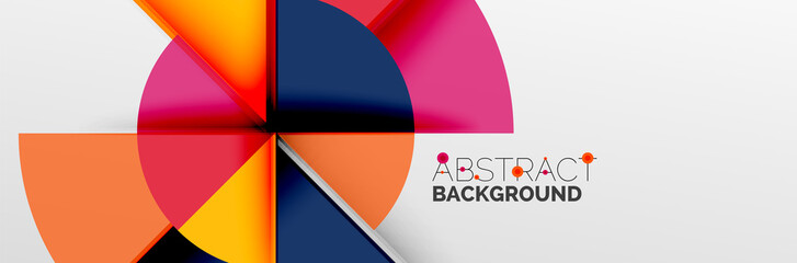 Obraz premium Bright color circles, abstract round shapes and triangles composition with shadow effects. Vector modern geometric design template