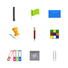 Set of icons office and school, vector illustration.