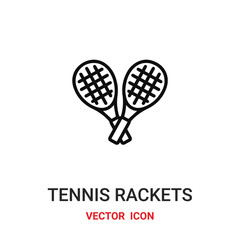 Tennis racket icon vector symbol. Tennis symbol icon vector for your design. Modern outline icon for your website and mobile app design.