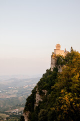 View of ancient fortress of Republic San Marino, summer photo of San Marino second tower: the Cesta or Fratta