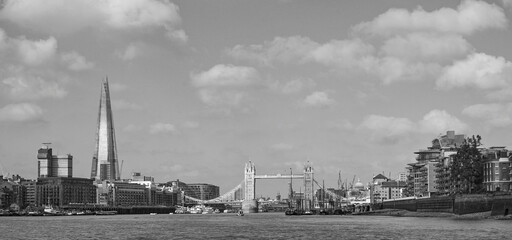 London city skyline with skyscrapers, highrises, Tower Bridge and business and financial modern...