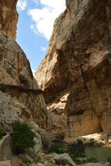 Fototapeta na wymiar The scary hiking path El Caminito Del Rey and the stunning town of Ronda in Spain